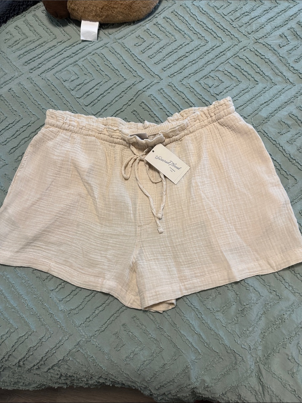 Womens Cream Drawstring Casual Shorts